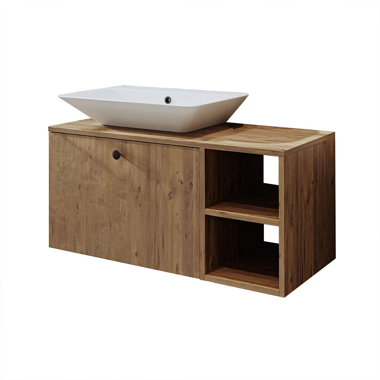 Dulap de baie cu chiuvetă, Hanah Home, 2460, 95x56.5x45 cm, MDF, Maro — imaginea 5