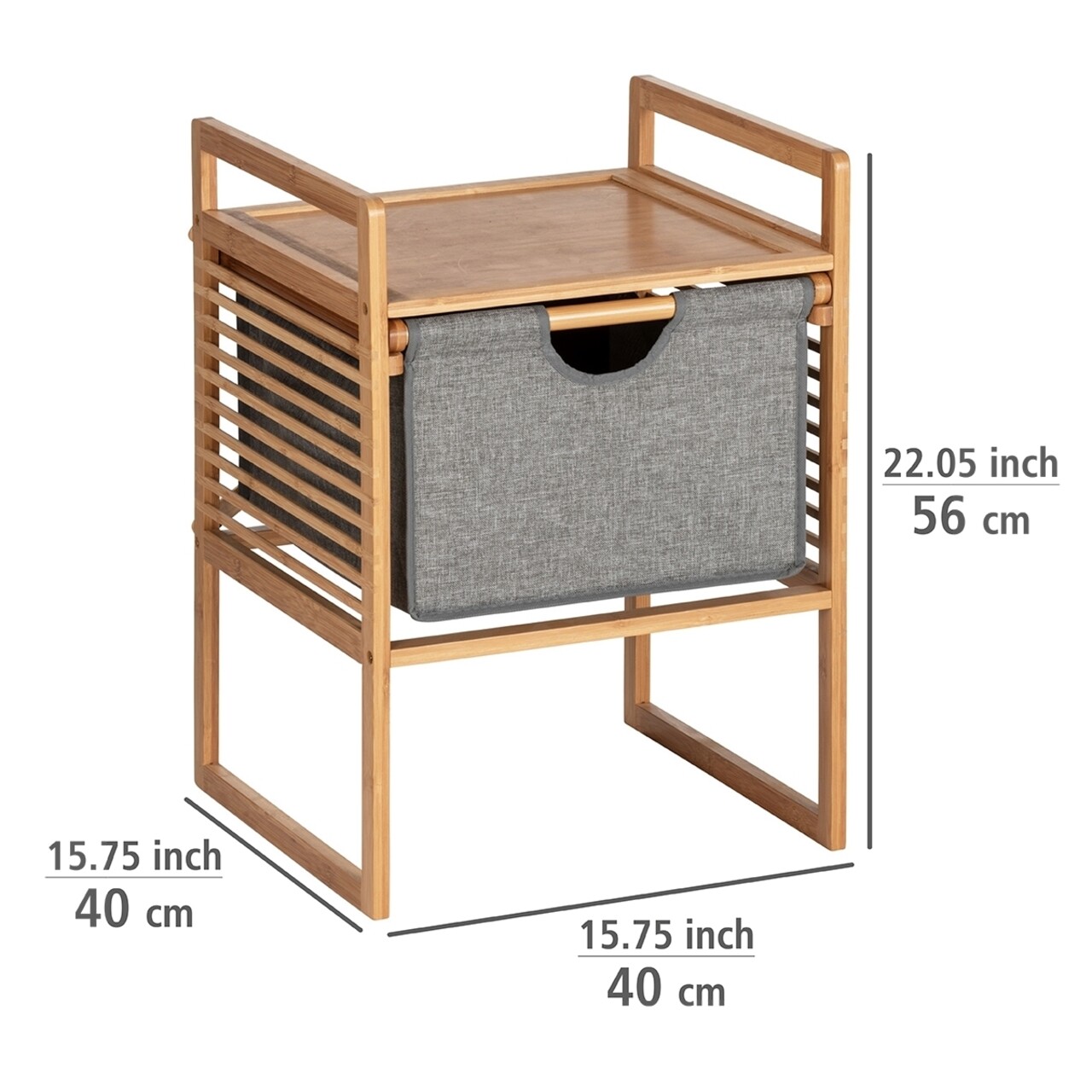 Masuta cu spatiu pentru depozitare, Wenko, Bahari, 40 x 40 x 56 cm, bambus/poliester, maro/gri - 1 | YEO