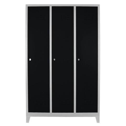 Dulap de depozitare cu incuietoare, Shelvoria, Js1027Sı, 97x185x37 cm, Otel, Gri/Negru