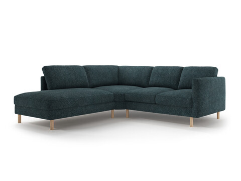 Coltar stanga 4 locuri, Eden, Micadoni, 267x234x90 cm, tesatura structurata, verde albastrui melanj