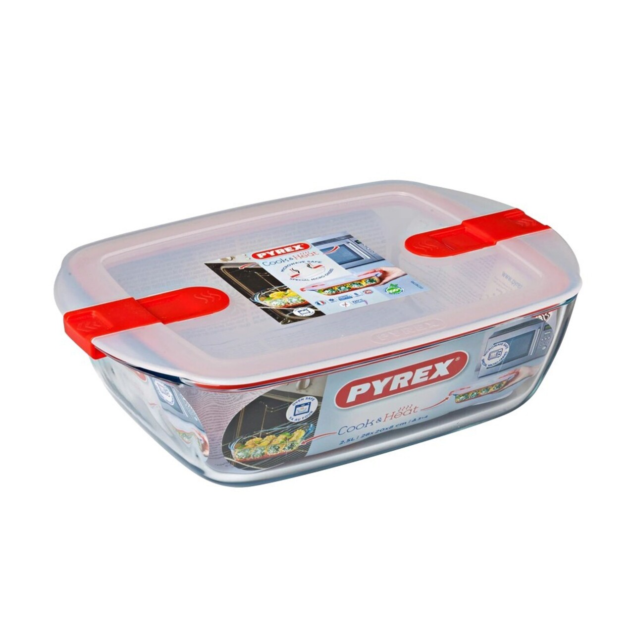 Caserola dreptunghiulara, cu capac, sticla termorezistenta, 28x20cm/2,5L, "Cook&amp;Heat" - Pyrex - imagine 5