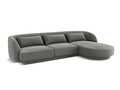 Coltar dreapta 4 locuri, Tulum, Cosmopolitan Design, 255x156x70 cm, catifea, gri deschis