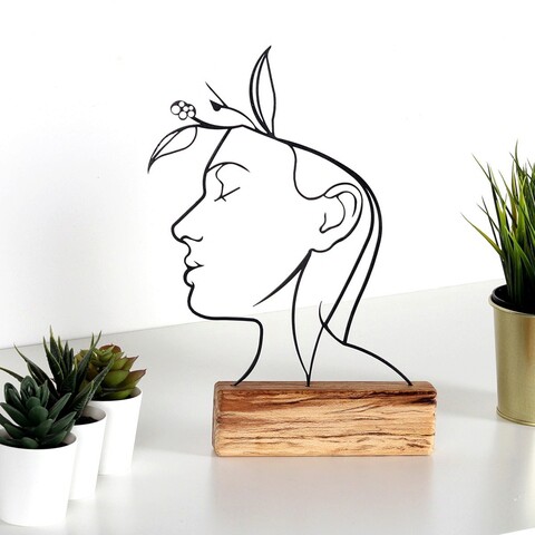 Decoratiune, woman, 17x32x3.5 cm, metal, negru