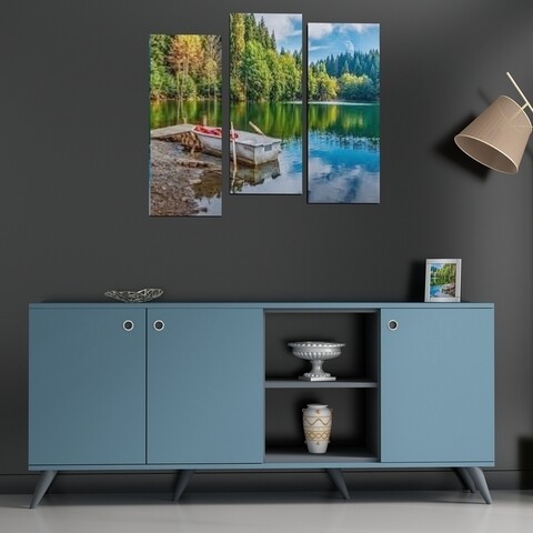 Comoda AMATA-C, Gauge Concept, 180x37x79 cm, PAL, antracit/albastru 180x37x79