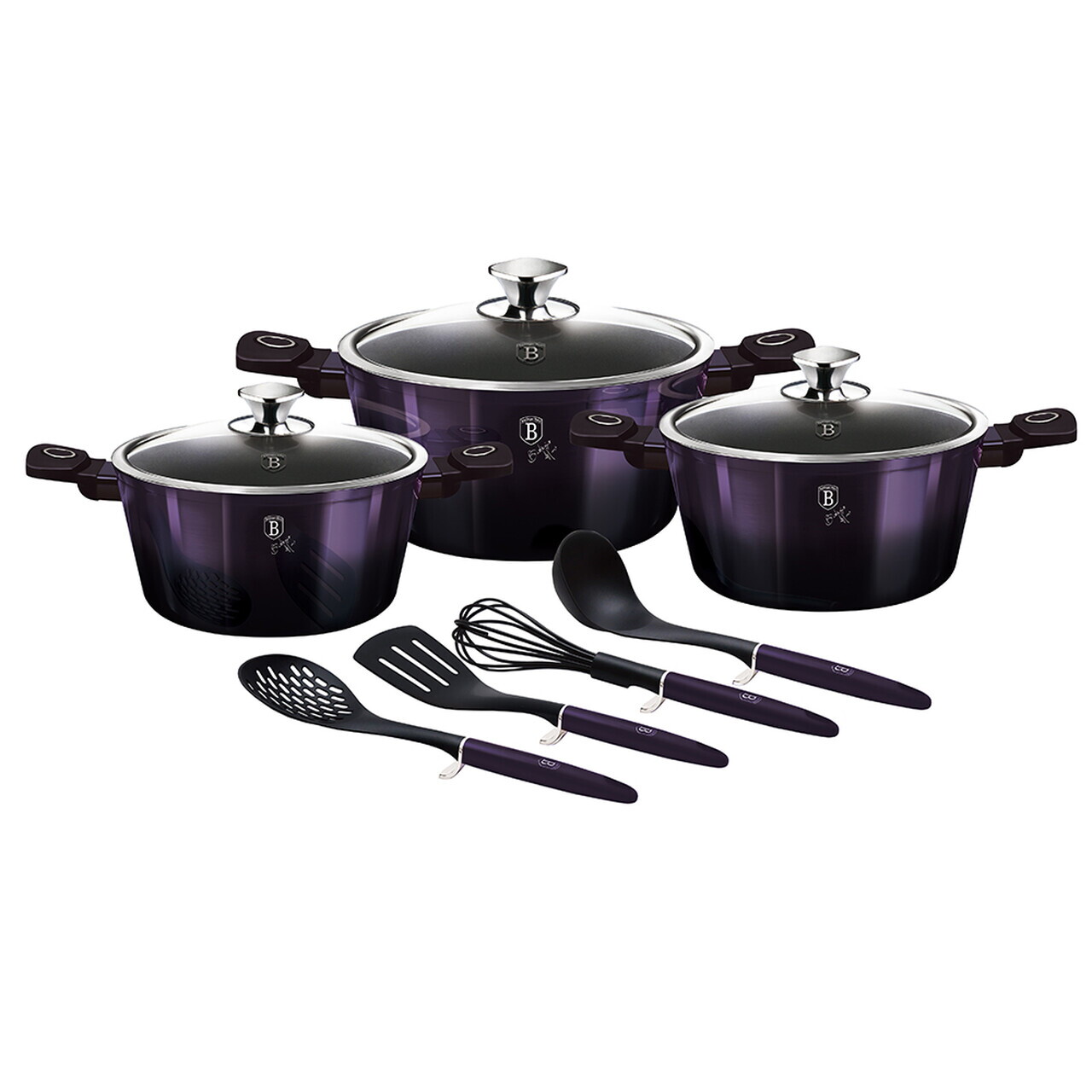 Set pentru gatit Berlinger Haus, Purple Eclipse, 10 piese, aluminiu forjat, mov - imagine 4