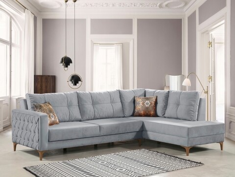 Coltar dreapta cinar, pandia home, 195x87x75 cm, lemn, gri
