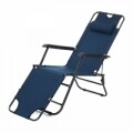 Sezlong pliabil cu tetiera, Heinner, 178x60x79cm, albastru inchis