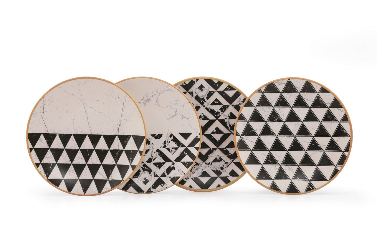 Set platouri servire desert, Keramika, 275KRM1634, Ceramica, Alb/Negru