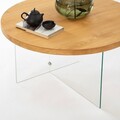 Masuta de cafea, Neostill, Serenity, 70x40 cm, Sticla temperata, Transparent / Stejar