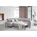 Coltar extensibil stanga 4 locuri ELTAP, LT-03NU, Noble, 255x201x100 cm, lemn/poliester, gri deschis