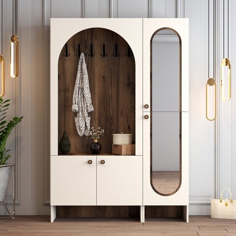 Cuier de perete, Hanah Home, Palermo Km, 135x200.6x37 cm, PAL, Crema/Nuca