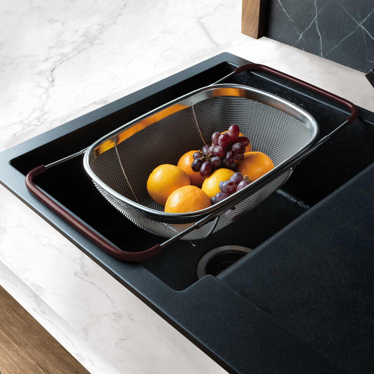 Strecuratoare cu manere reglabile Berlinger Haus, Leonardo, 34x24x11 cm, inox 18/10, argintiu/visiniu - imagine 3