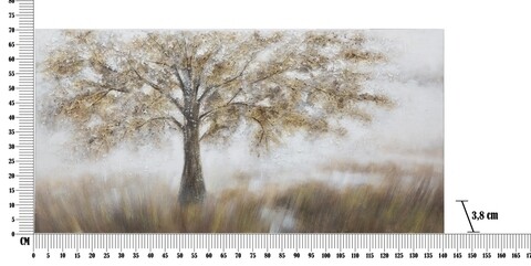 Tablou decorativ Tree Dark - B, Mauro Ferretti, 70x140 cm, pictat manual, canvas/lemn de pin