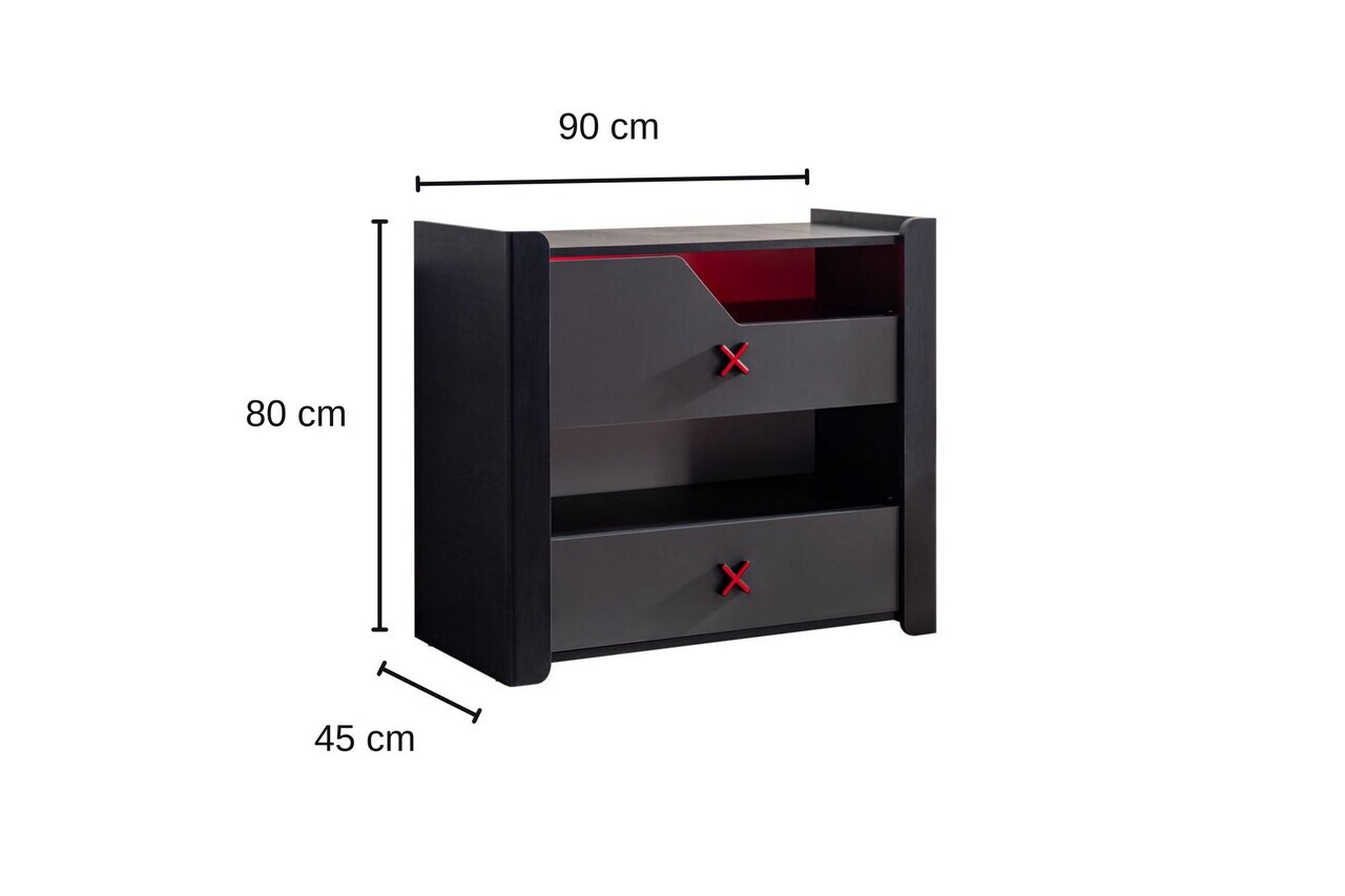 Dulap, Hanah Home, Gaming Zone, 90x80x45 cm, PAL, Antracit - view 5