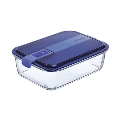 Caserola ermetica, Luminarc, Easy Box, 1.97 L, sticla, albastru/transparent