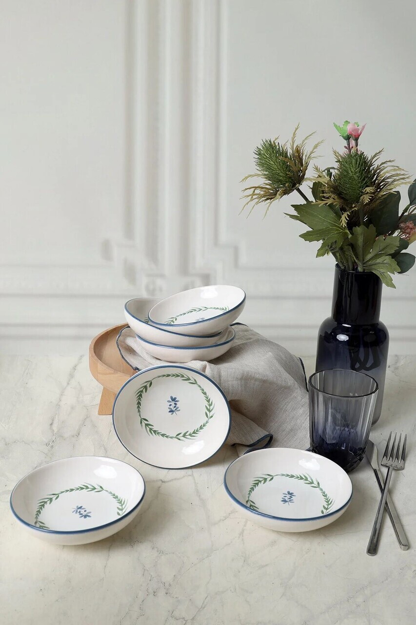 Set boluri pentru sos, Hermia, 275KRM2012, Ceramica, Alb / Bleumarin / Verde - view 3