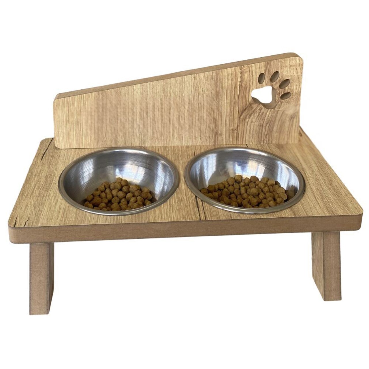 Bol pentru hrana animale de companie, Paws &amp; Whiskers, Tori, 100% MDF (Grosime: 1,8 mm), Lemn - imagine 2