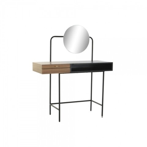 Masuta vanity, dkd home décor, 102.5 x 53 x 132 cm, lemn de mango/metal/oglinda, negru/maro