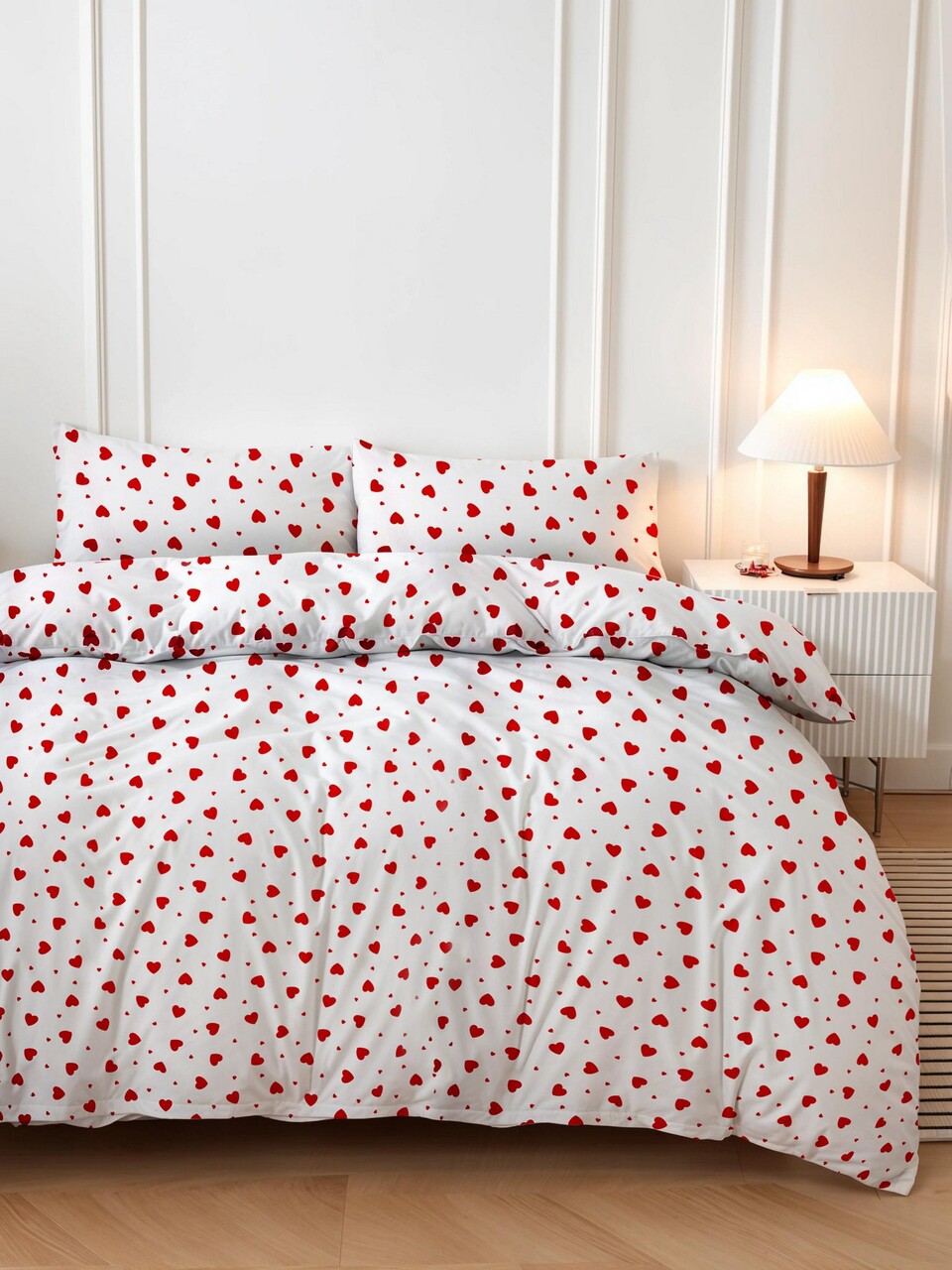Lenjerie de pat pentru o persoana, Love Heart, Pearl Home, 50% bumbac / 50% poliester