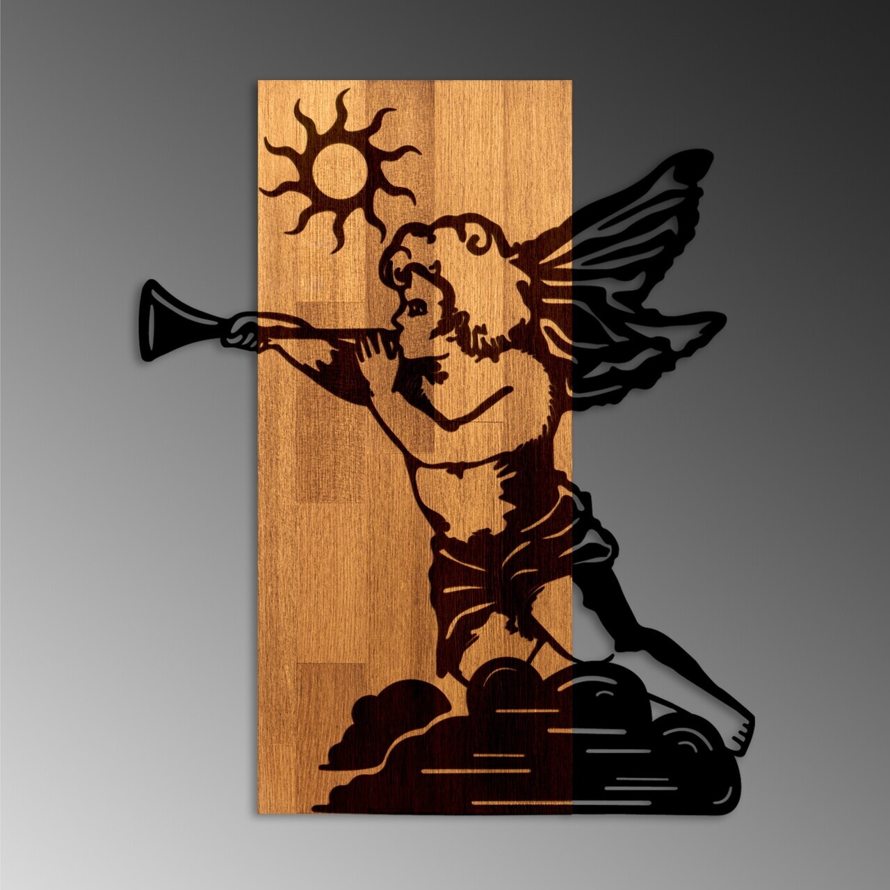 Decoratiune de perete, Eros 03, Lățime: 46 cm, Nuc / Negru — imaginea 6