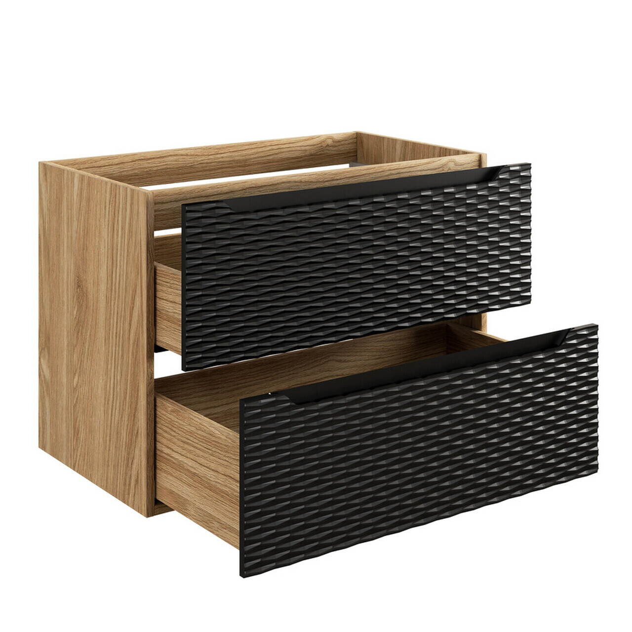 Set mobiler baie, dulap cu lavoar, 80 cm Mona, Ocean Black, Comad, MDF/PAL laminat, negru mat/stejar — imaginea 7