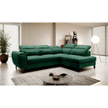 Coltar extensibil dreapta 4 locuri ELTAP, RT-35NU, Noble, 255x201x100 cm, lemn/poliester, verde inchis