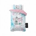 Lenjerie de pat pentru o persoana, Baby Love Multi, Royal Textile, 2 piese, 140 x 200 cm, 100% bumbac, multicolora