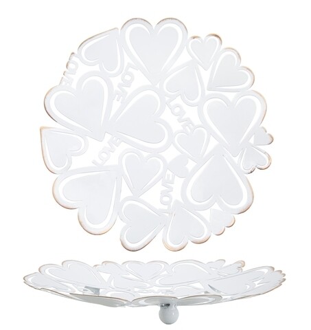 Platou decorativ Heart, Mauro Ferretti, Ø29x4 cm, fier, alb