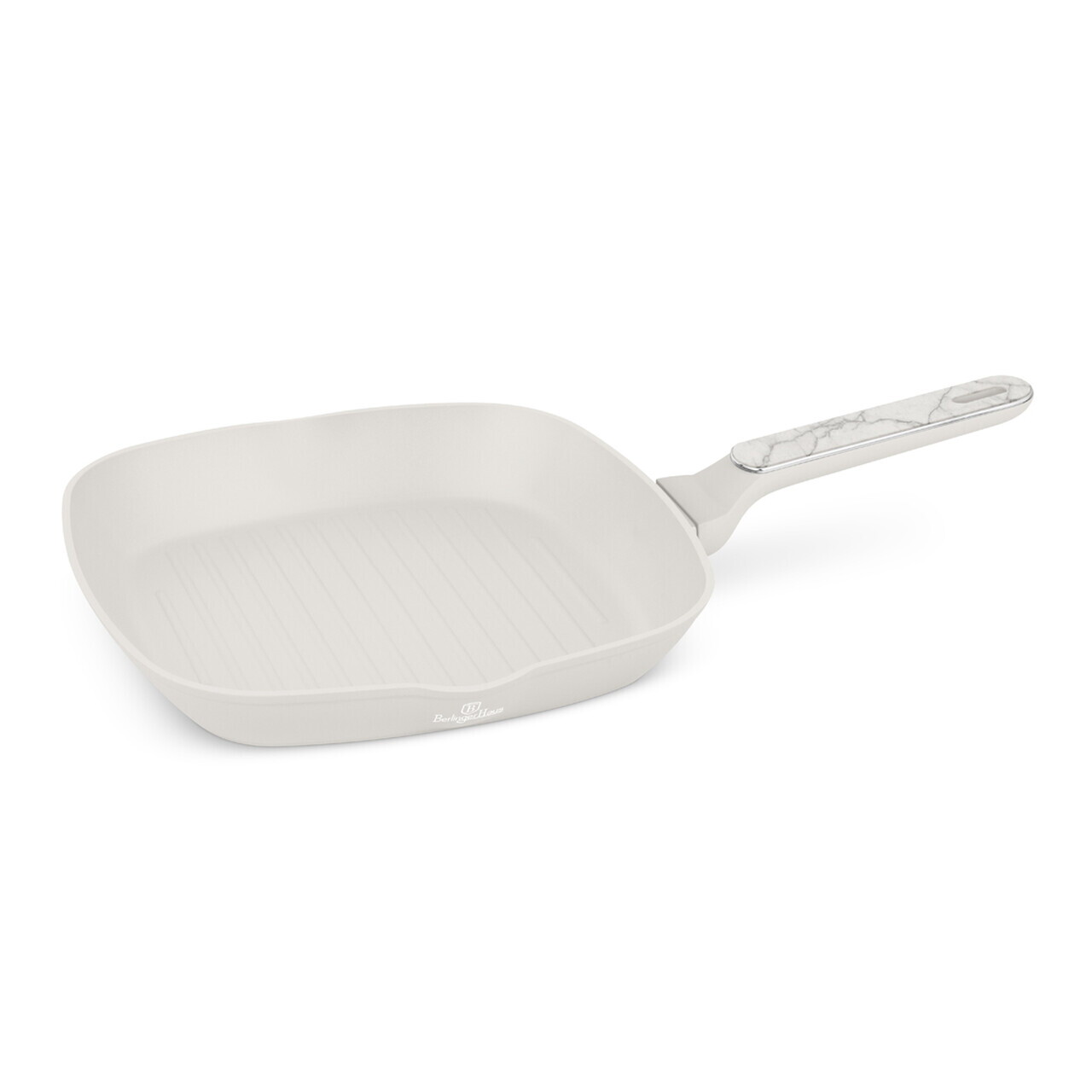 Tigaie grill Berlinger Haus, Sahara Marble, 28 cm, 2.1 L, aluminiu forjat, crem mat/marmura - imagine 4