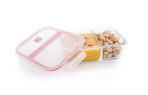 Caserola compartimentata cu capac, Iris Barcelona, sticla borosilicata, 1360  ml
