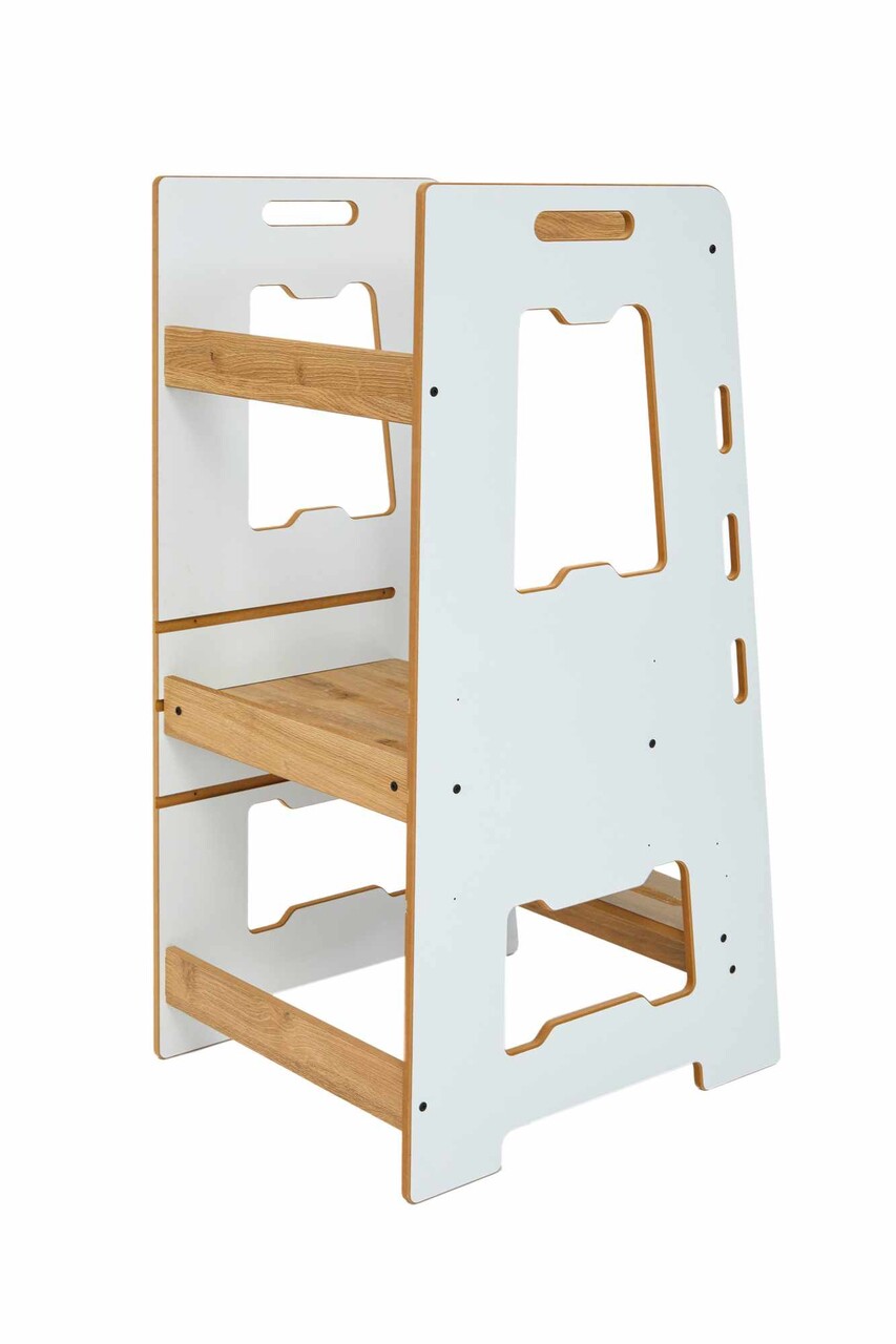 Turn de invatare, Hanah Home, Learning Tower, 40x90x50 cm, Alb / Natural - view 3