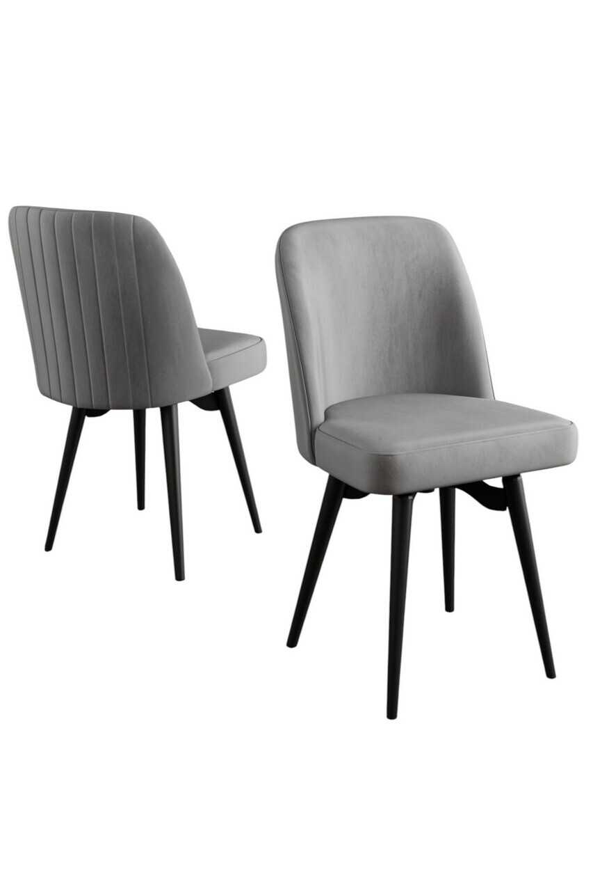 Set scaune 2 piese, Hanah Home, Jiva, Gri/Negru — imaginea 2