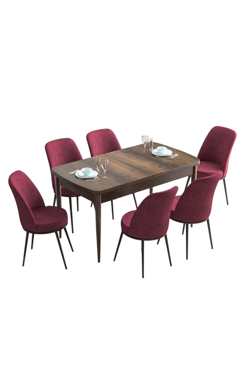 Set masa extensibila si scaune, Hanah Home, Han, Baroc / Burgundia - view 2