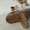 Masuta de cafea, Neostill, Bubble Wood, 75x35x75 cm, Blat: 100% STICLA CALITA, Maro