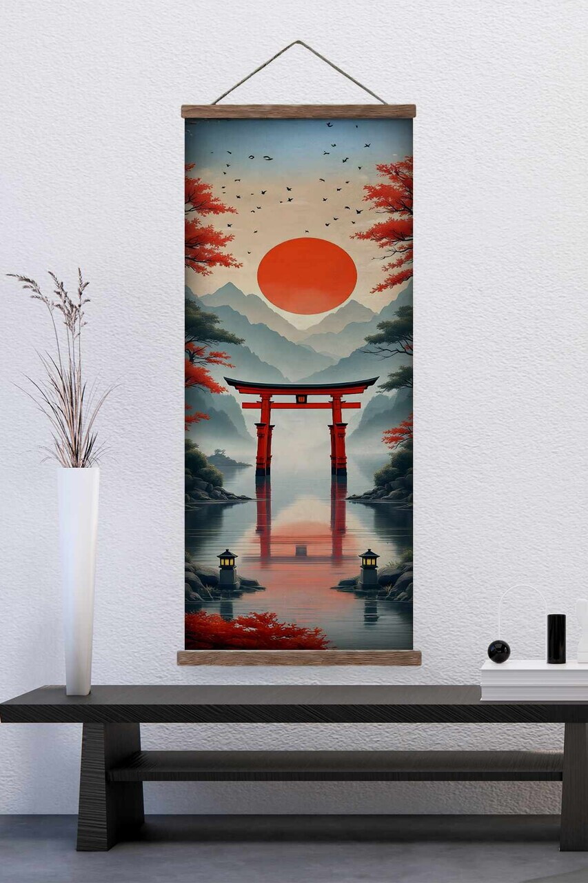 Tablou decorativ, ARTJPNPSTRDK16, Lemn masiv, Pictura pe canvas, Multicolor