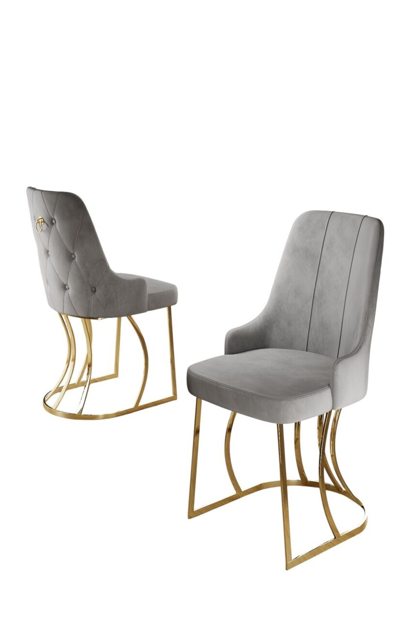 Set scaune 2 piese, Hanah Home, Puva, Gri / Auriu — imaginea 2