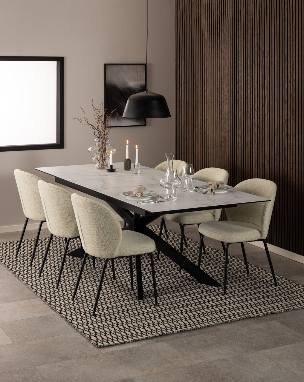 Scaun Patricia, Actona, 52x57.5x82 cm, tesatura Boucle/otel, crem - view 6