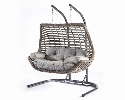 Balansoar de gradina 2 locuri, divona, junda, 173x214x120 cm, gri