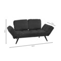 Canapea extensibila 3 locuri Jackie, Pakoworld, 190x80x74 cm, textil/metal/lemn masiv, gri inchis/negru