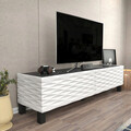 Comoda TV, Retricy, Lerze, 149.2x35x38 cm, PAL, Alb/Negru