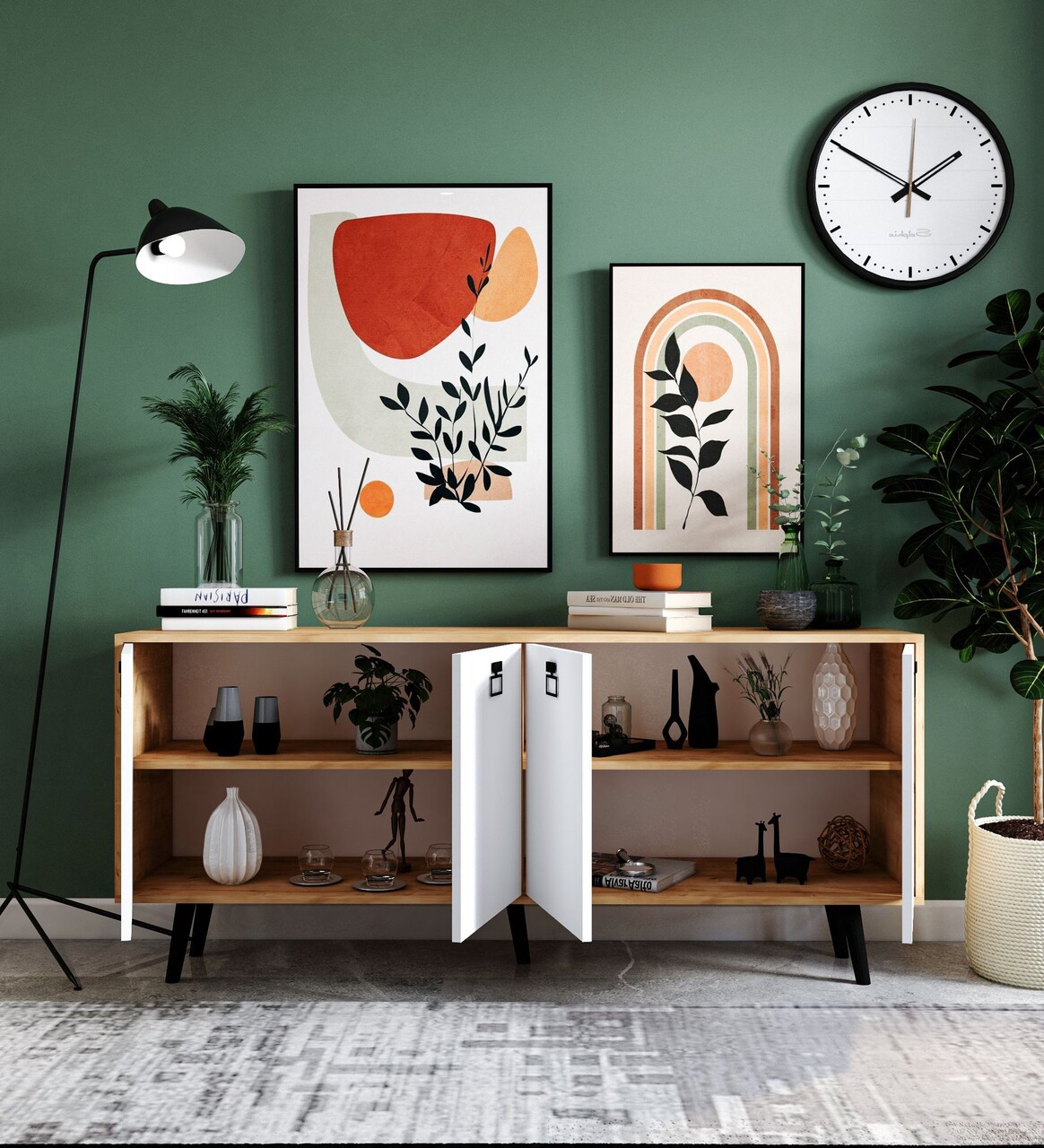 Consola, Hanah Home, Mirza Modern 180, 180x80x45 cm, PAL, Stejar Safir / Alb - view 3