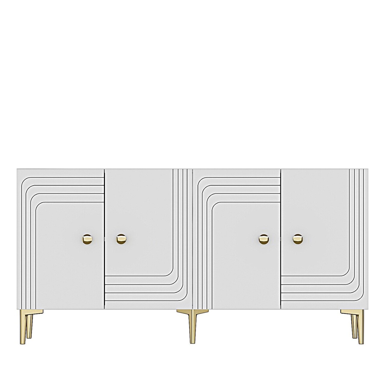 Consola, Hanah Home, Lessi 150, 150x75x32 cm, Alb/Auriu - view 6