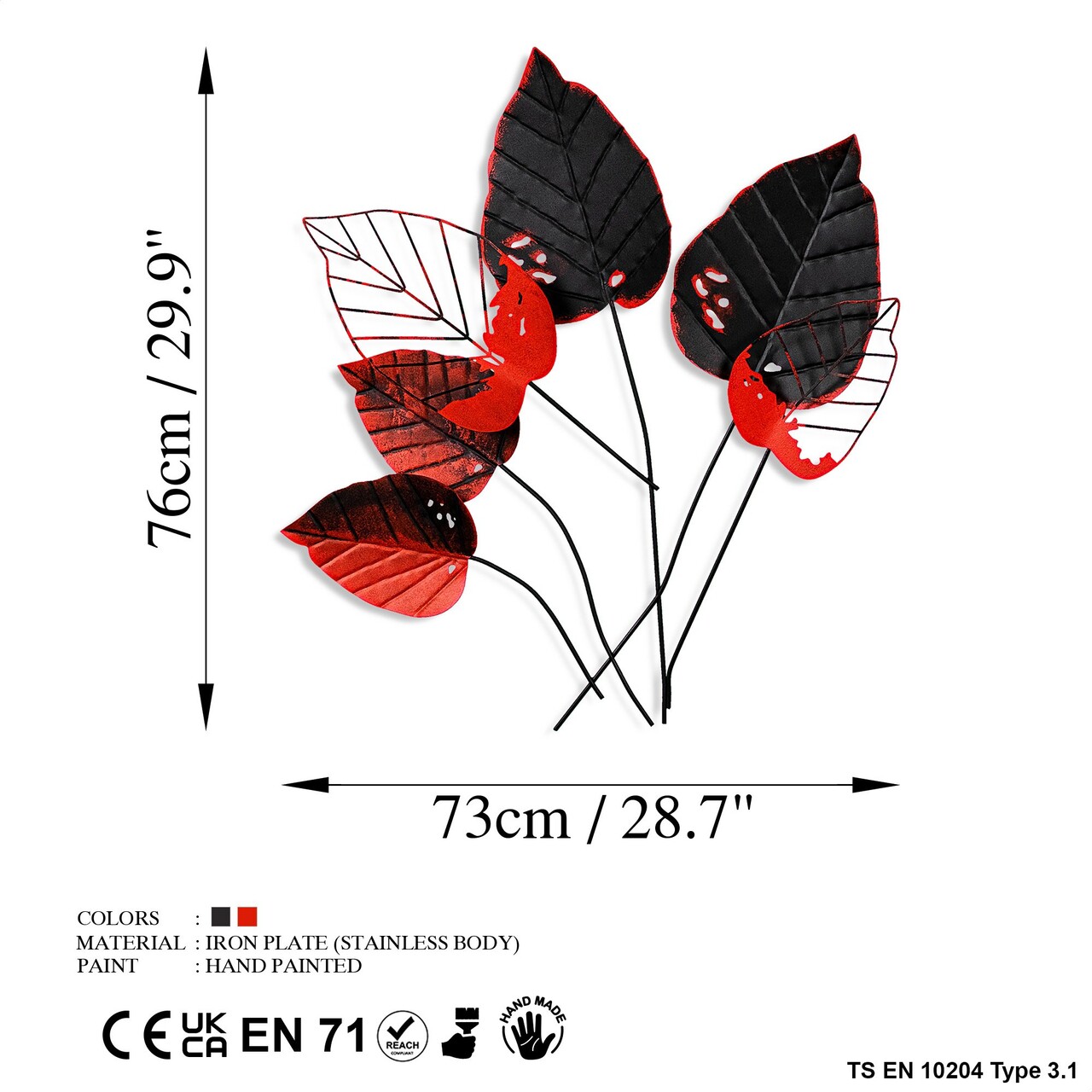 Decoratiune de perete, Feuille 1, Dimensiuni: 73 x 76 x 4 cm, Multicolor - view 7