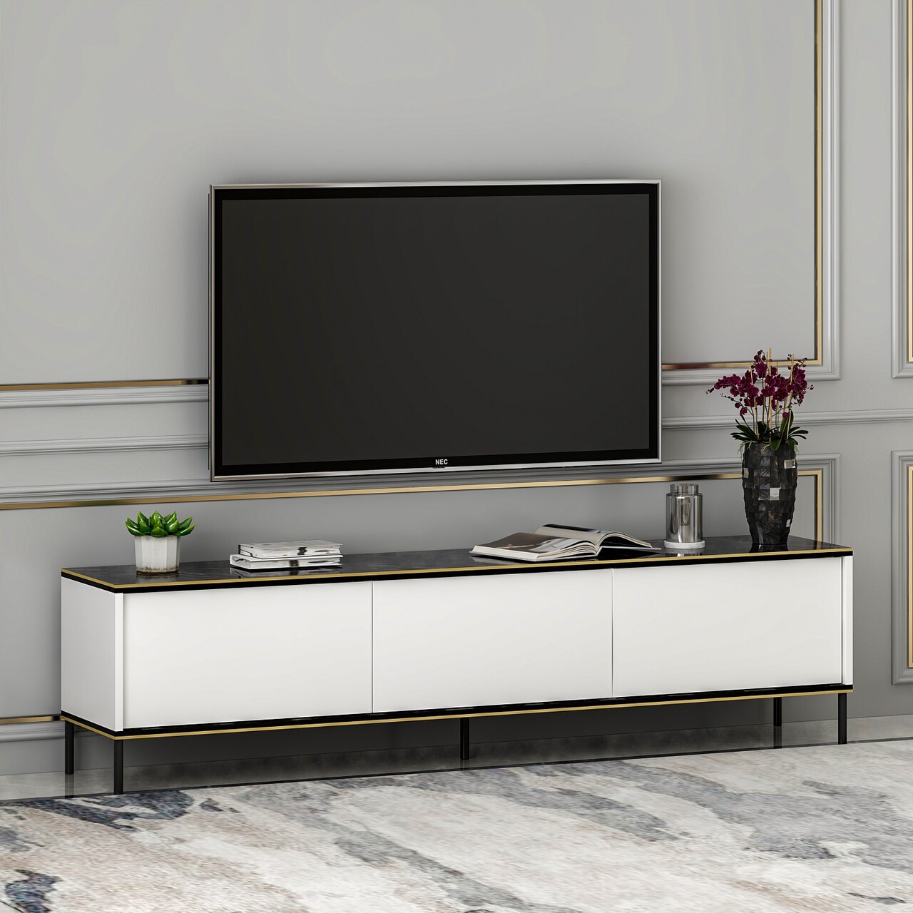 Comoda TV, Inarch, Imaj, 180x45.2x35 cm, PAL, Alb - 1 | YEO