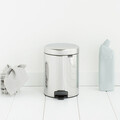 Cos de gunoi cu pedala, Brabantia, NewIcon Brilliant Steel, 5 L, 27.2x20.5x29.1 cm, otel, argintiu