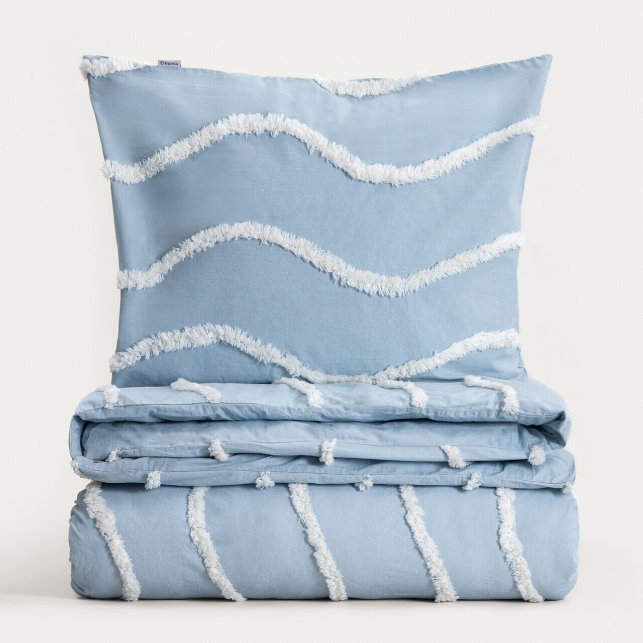 Lenjerie de pat King Size, Delia, Homla, 200x220 cm, 3 piese, bumbac, albastru/alb - view 2