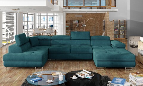 Coltar extensibil stanga 6 locuri ELTAP, Rod-64, Rodrigo, 345x202x90 cm, lemn/poliester, verde