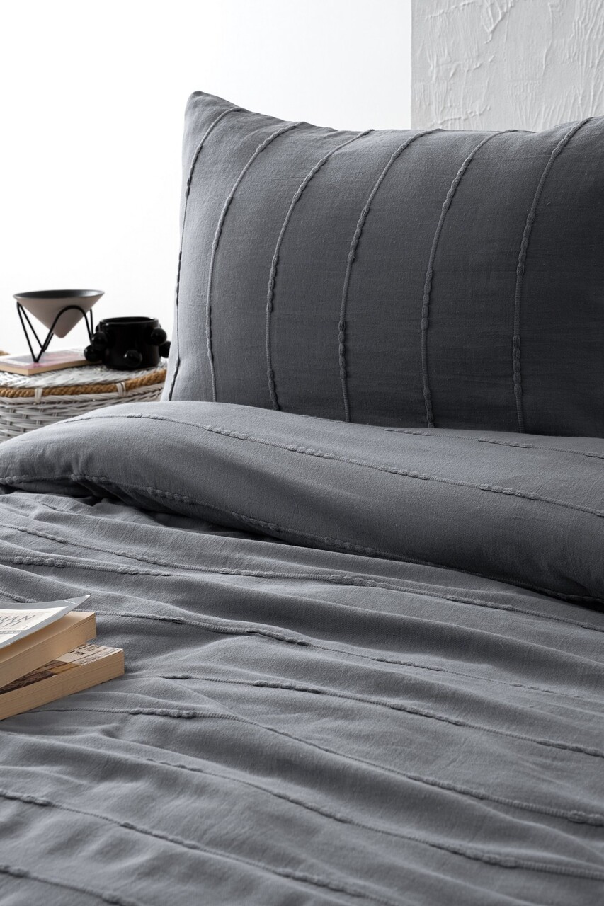 Set cuvertura pique dubla, Sedef - Anthracite, DC Home, Bumbac - 2 | YEO