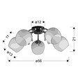 Lustra Zachera, Candellux, 56 x 21 cm, 5 x E27, 40W, crom/alb