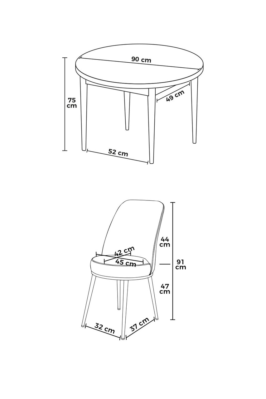 Set masă și scaune (5 bucăți), Hanah Home, Tor, Baroc / Crem - imagine 3